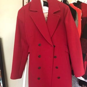 J crew Red long wool peacoat